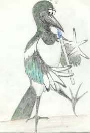 Marguerite Magpie - drawing by Anthony HarringtonĀ